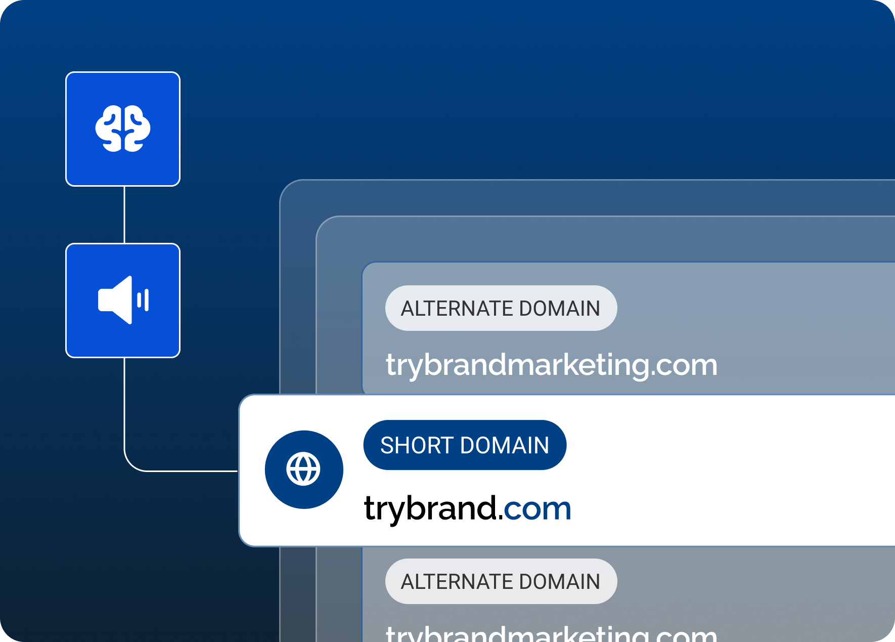 Domain consolidation: short domain trybrand.com prioritized over longer alternate domains